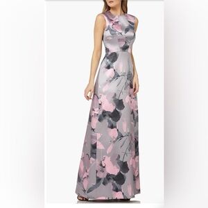 NWT Kay Unger Floral Print Satin Gown.  Size 8